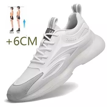 Spring Breathable Sneakers Men Elevator Shoes Height Increase Shoes for Men Casual Insole 6cm Sport Soft Sole Man Taller Shoes 37 чёрный
