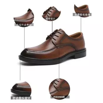 Spring casual men s shoes formal leather shoes men s leather breathable black handmade shoes men s leather shoes work business commute 38 чёрный