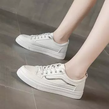 Spring Classic Casual Women s Shoes New Solid Color Low-top Lace-up Women s Shoes Breathable and Versatile Single Shoes 36