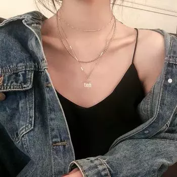 Spring Korean Multi-Layer Y-Shaped Punk Choker Necklace золотой