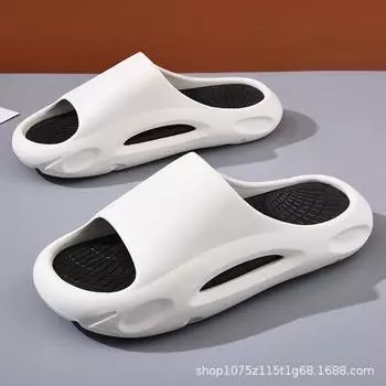 Spring men s one-word drag non-slip thick-soled wear-resistant casual wear fashionable cool slippers 40-41 белый