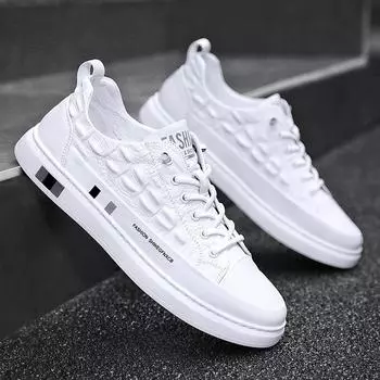 Spring men s shoes fashion trend casual board shoes crocodile pattern trendy shoes men s white shoes men s low-top foot shoes men s 39
