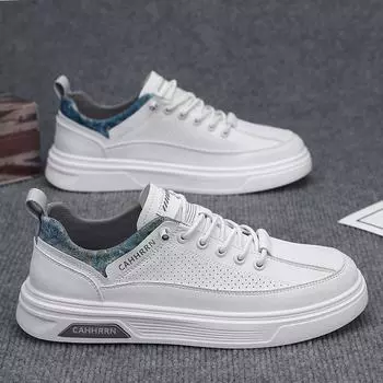 Spring men s shoes leather board shoes student youth casual little white tide shoes 2025 new versatile single shoes men s 39