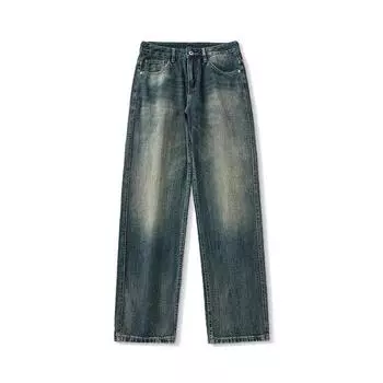 Spring New American Retro Old Jeans Loose Wide-leg Straight Trousers 28 синий