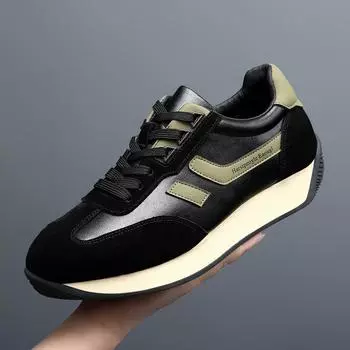 Spring new breathable thick baseplate shoes men s trendy shoes European station men s shoes genuine leather men s trendy sports and leisure shoes 38