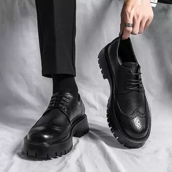 Spring new Brock big head leather shoes teen low-top outdoor lace-up casual shoes platform fashion men s shoes 38