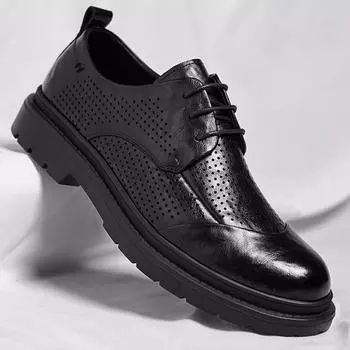 Spring new hand-scratched leather shoes men s shoes business dress British style men s casual groom shoes 38
