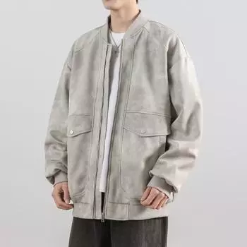 Spring New Jacket Loose Work Jacket Trendy Leather Jacket Outdoor Waterproof Leather Jacket Men Motorcycle Suit M