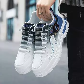 Spring new men s shoes heightened platform casual board shoes men s sports waterproof, non-slip, versatile and breathable little white shoes 39 черный серый