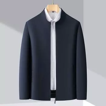 Spring new mulberry silk jacket men s business casual stand collar middle-aged administrative cadre leader dad jacket 170