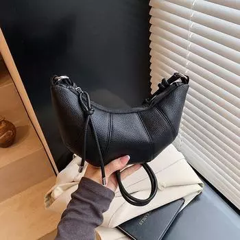 Spring new niche trend simple horn bag commuter fashion single shoulder dumpling women s messenger bag чёрный