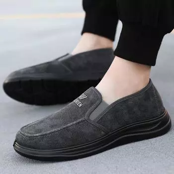 Spring new one-pedal men s shoes middle-aged and elderly walking shoes fashionable versatile shoes lightweight non-slip work shoes casual shoes 39 светло-серый