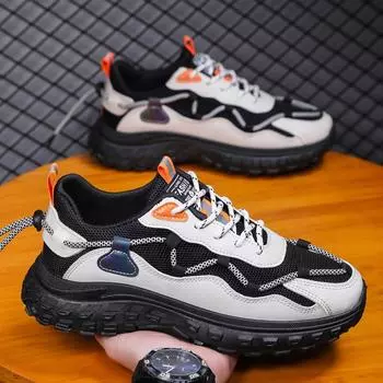 Spring new platform dad shoes trend versatile men s shoes ins Internet celebrity shoes mesh low-top student shoes tide 39 чёрный