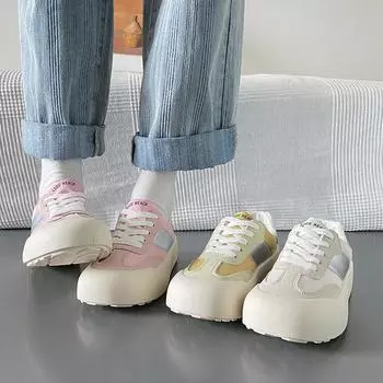Spring New Platform White Shoes Student Versatile Casual Board Shoes Ins Trendy Muffin Shoes Women 35 бежевый