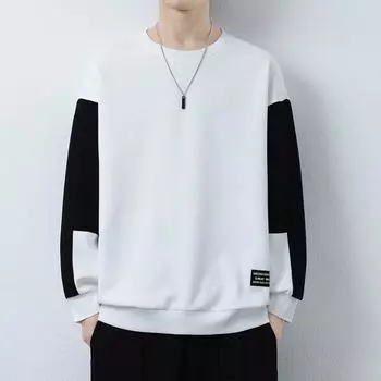 Spring New Pullover Sweater Boys Men s Fashion Loose Casual Round Neck Shirt M