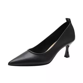 Spring new soft leather comfortable leather professional work shoes high heels women s thin heels pointed single shoes women 34