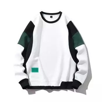 Spring Splicing Sweater Men s American Retro Simple Classic Contrasting Color Design Sense Long Sleeves M белый