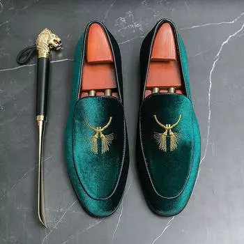 Spring Suede Leather Shoes High Quality Shallow Mouth Loafers Shoes Casual Shoes Slip on Green Fashion Sole Designer Brand Shoes 38 чёрный