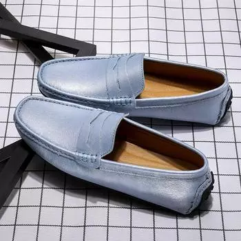 Spring Summer Loafers Soft Genuine Leather Men s Driving Flats New Fashion Slip on Shoes Ultra-light Male Business Dress Shoes 38 чёрный