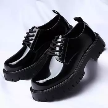 Spring Thick Soled Round Toe Oxford Shoes Men s Genuine Leather Casual Shoes Mens Luxury Brand Mens High-quality Business Shoes 38