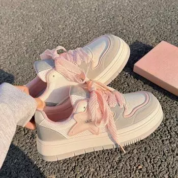Spring Thin Breathable Mesh White Shoes Bread Shoes Thick Baseplate Shoes with Skirt Women s Shoes 35 бежевый