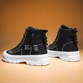 Spring Trend New Design Thick Sneaker Lace-up Dress Shoes for Men Cloth Light Breathable Slip-on Casual Shoes 40 чёрный