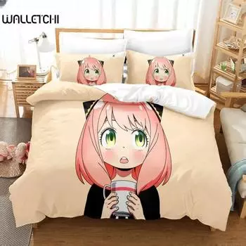 Spy X Family 3D Print Anime Duvet Cover Sets Наволочки для мальчиков Подарочный комплект постельного белья из полиэстера Single Twin Queen King Anya Forger 70x133cm 2pcs