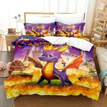 Комплект постельного белья Spyro Reignited Triology для взрослых мальчиков пододеяльник комплект для кровати одинарный полуторный двуспальный королевский комплект постельного белья мягкий и удобный US King 264x228cm