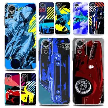 Square Clear Phone Case For Xiaomi Redmi Note 12 11 9S 9 8 10 Pro+ 7 8T 9C 9A 8A K40 Gaming Cover JDM Sports Car Lamp Aircraft Redmi 8A