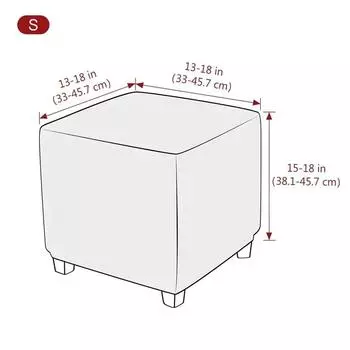 Square Footstool Cover Stretch Polar Fleece Ottoman Cover Sofa Footrest Stool Slipcover for Living Room Furniture Protector Case S 33-45cm светло-серый