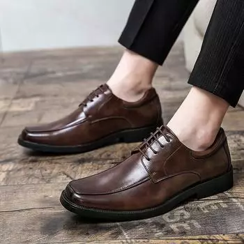 Square head design Men Formal Shoes Black Brown Men s Fashion Brand wedding Office driving party plus size men s shoes 38-48 38 чёрный