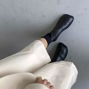 Square head short boots autumn and winter 2024 new Martin boots women s flat versatile rear zipper spring and autumn short boots women s boots 35 темно-коричневого