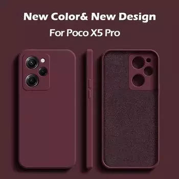 Квадратный жидкий силиконовый чехол для Xiaomi Poco X5 Pocox5 Poco X5pro X 5 Pro 5G противоударный чехол для Poco X5 Pro чехол для телефона POCO X5 PRO 5G чёрный