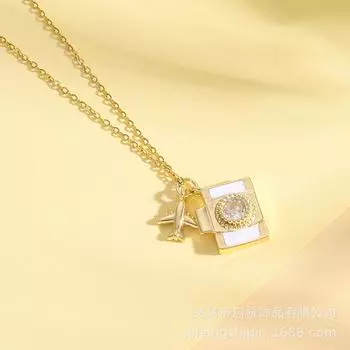 Square Necklace Women S Senior Personality Versatile Creative Aircraft Geometric Pendant Accessories