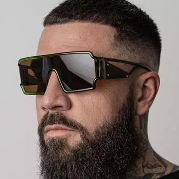 Square One-Piece Sunglasses Hollow Avant-Garde Personalized Sunglasses Fashion Street Photography Futuristic Sunglasses as shown