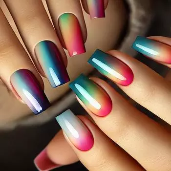 Square Press On Nails Gradient Designs Fake Nails Glue On Nails Artificial Acrylic Nails 24pcs Stick On Nails for Women