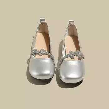 Square Toe Flat with Flats Solid Shallow Bling 2025 High Quality Shoes Female Spring/autumn Slip-on Concise Flats Sapatos Baixos 35 хаки