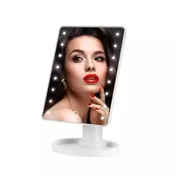 Square vanity mirror with smart touchscreen and 16 LEDsDry battery operation белый