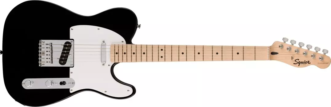 Squier от Fender Squier Электрогитара Squier Клен Белый Черный Мягкий чехол в комплекте Sonic™ Telecaster®, Накладка на гриф, Пикгард, чёрный