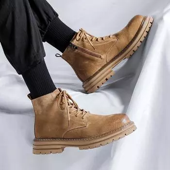 Средняя помощь Martin Boots Men s British Style Outdoor Boots Big Yellow Boots Tooling Men S Shoes Men s Tide Boots 4510-R 38 серый