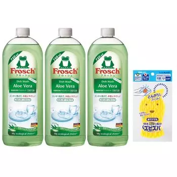 Средство для мытья посуды Frosh Aloe Vera 750 мл x 3 бутылки с губкой Zubizuba