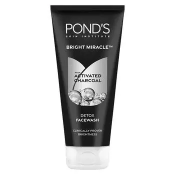 Средство для умывания POND S Bright Miracle Detox | 10-кратная сила активированного угля | Для глубокой очистки кожи | Reveals Glow, Pollution Clear Face Wash, 200 г