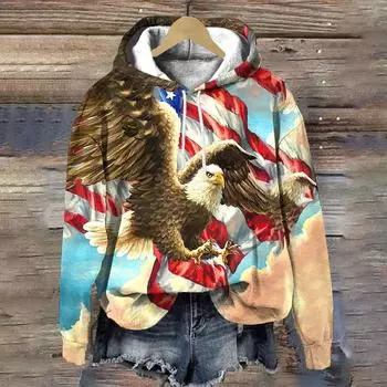 США Орел Pattern свитера толстовки модные уличные женские толстовки осень/зима повседневная свободная женская одежда топы S