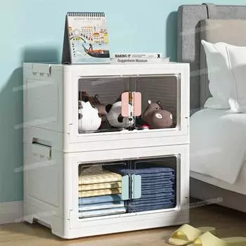 Stackable Storage Box Large Capacity Foldable Storage Organizer for Sundries Books Snack Toys Wardrobe Container синий