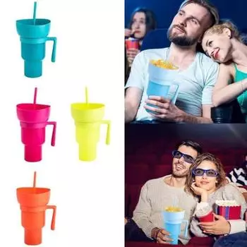 Стадионный стакан Drink Cup с миской для закусок Чашка для закусок 2 в 1 с чашкой для закусок синий