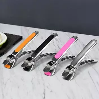 Stainless Steel Anti-scalding Bowl Clamp Non-slip Fetching Pliers Silicone Handle Kitchen Tool Multi-function Chuck Bowl Lifter чёрный