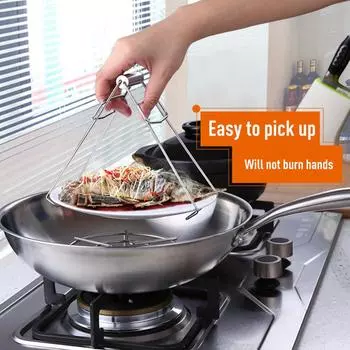 Stainless Steel Anti-scalding Foldable Anti-scalding Kitchen Tool Convenient Bowl Clip Foldable Hot Bowl Clip Stainless Steel
