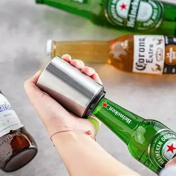 Открывалка для пивных бутылок из нержавеющей стали, открывалка для бутылок с крышкой для пивной газировки, кухонные приспособления серебряный