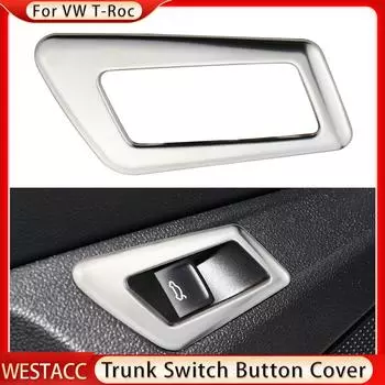 Stainless Steel Car Rear Trunk Switch Button Frame Cover Decoration Sticker for Volkswagen VW T-Roc 2017 - 2023