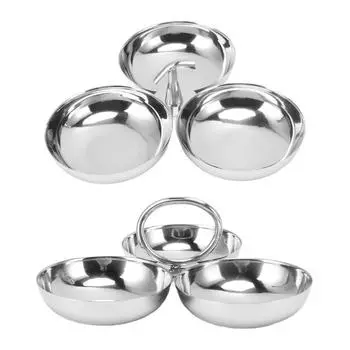 Stainless Steel Dessert Tray 3 Compartment Snacks Dish Convenient Fruit Plate